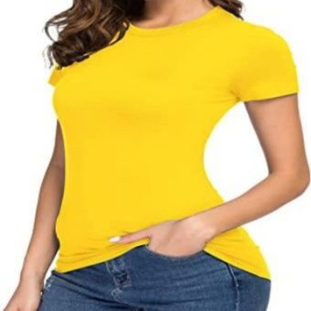 CoCo Women's  neck slim short sleeve tee elastic tight